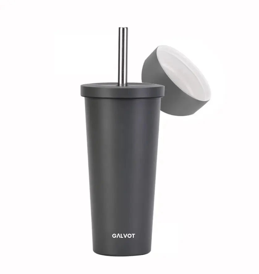 Gobelet acier inoxydable  710 ML avec paille: siroter vos boisons!