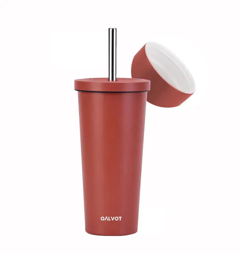 Gobelet acier inoxydable  710 ML avec paille: siroter vos boisons!