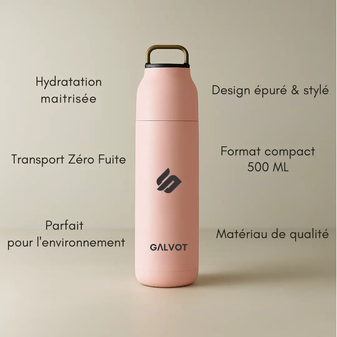 Gourde Isotherme 500 ML SipGO Rose Saumon GALVOT