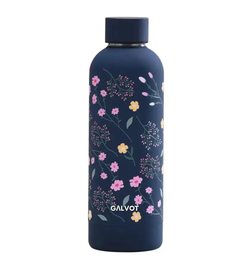 Gourde Isotherme 500 ML Fleurie – Vue de face avec motif floral élégant.