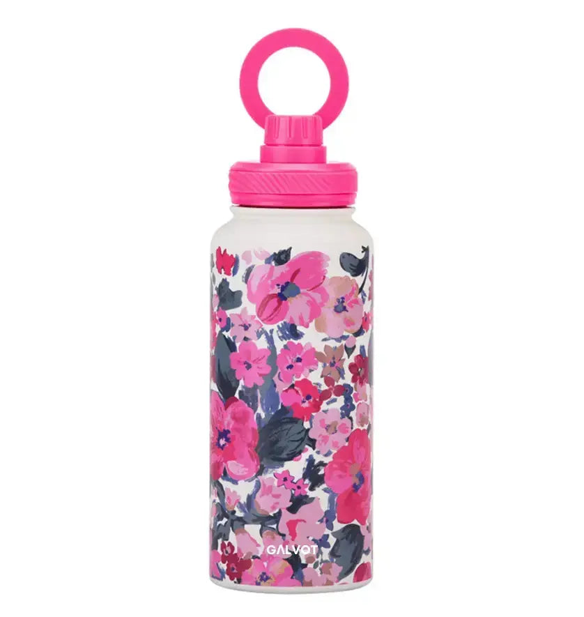 Gourde MagSafe Fleurie 1L Rose Poudré - Élégance et Isolation Optimale.