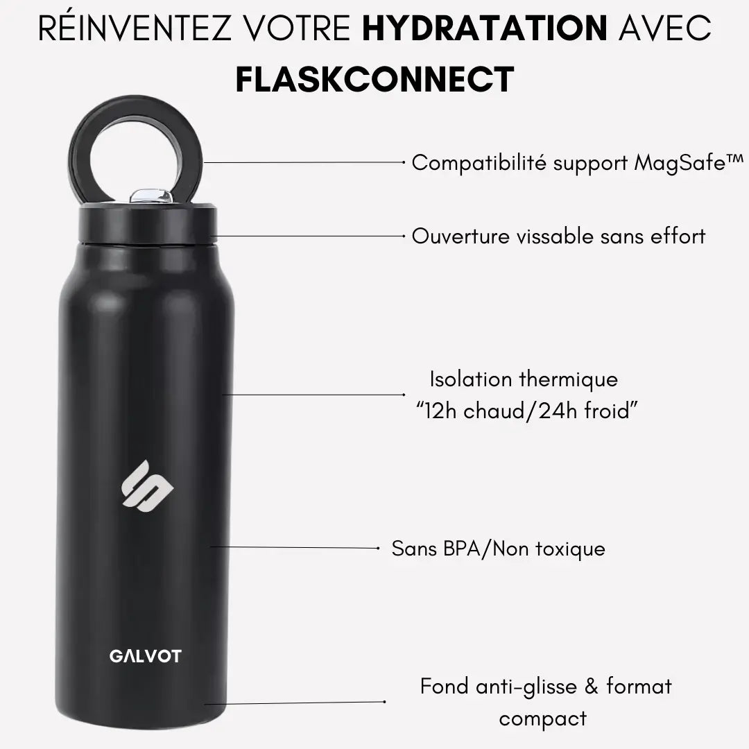 GALVOT Gourde Isotherme Gourde Magsafe isotherme FlaskConnect Noir Onyx