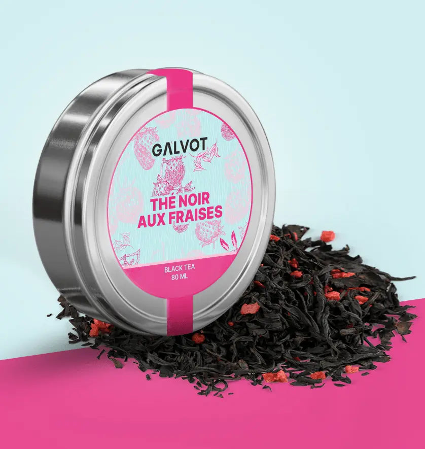 Présentation Thé Noir aux Fraises - présentation de  emballage 