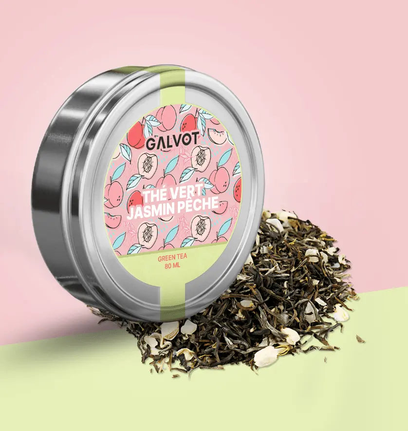 GALVOT thé 80G Thé vert Pêche blanche et Jasmin
